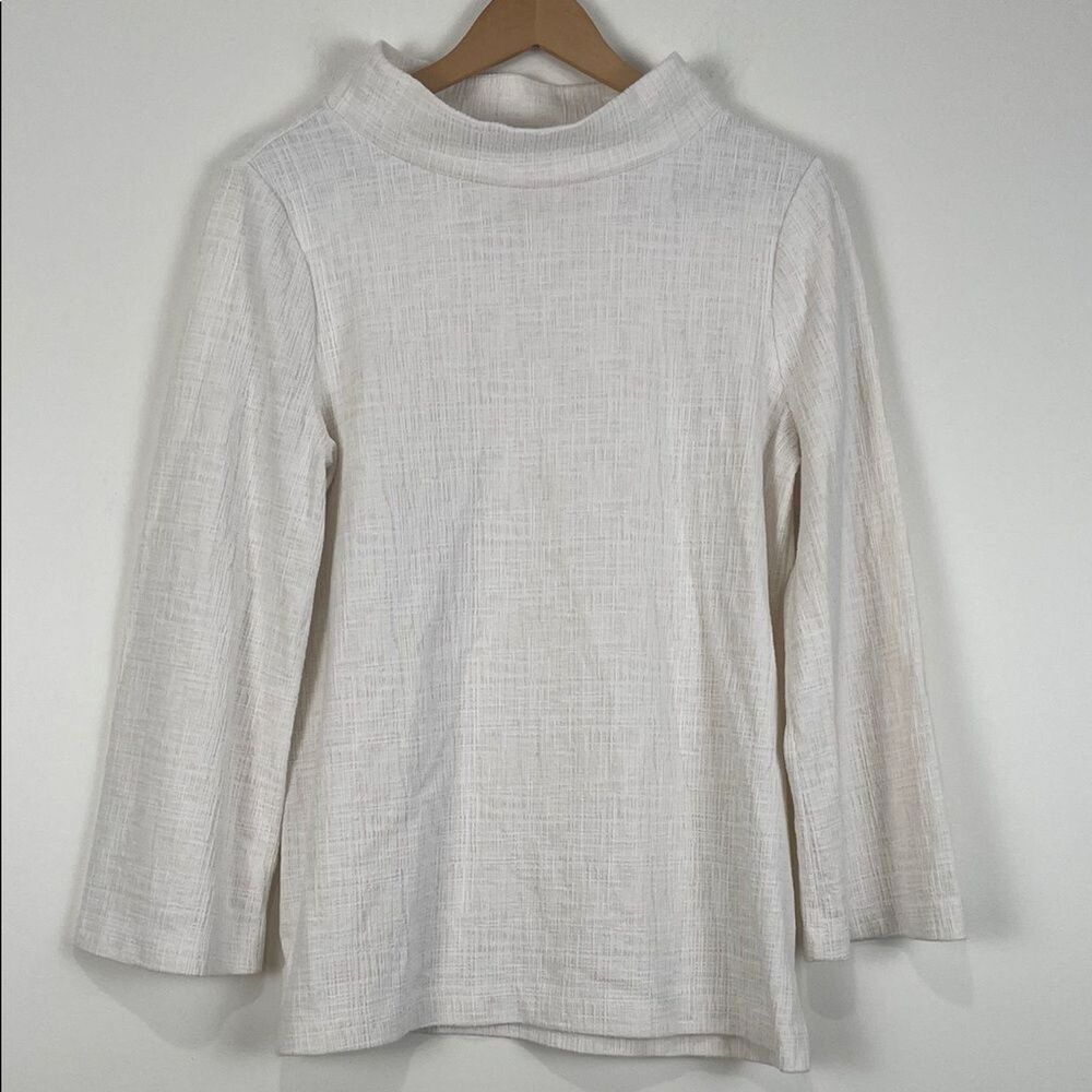 Chico's Off-White Crosshatch Textured Women's Sweatshirt Size 1 (Medium 8)